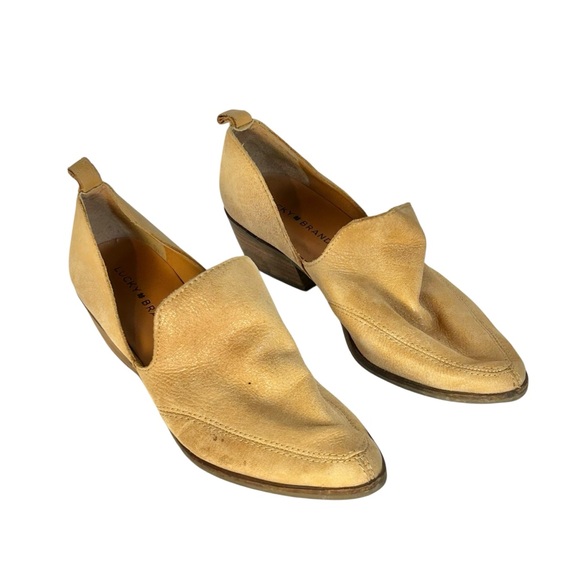Lucky Brand Mahzan Shootie Womens Size 7.5 Tan Leather Slip on Loafer Shoes - Picture 1 of 12